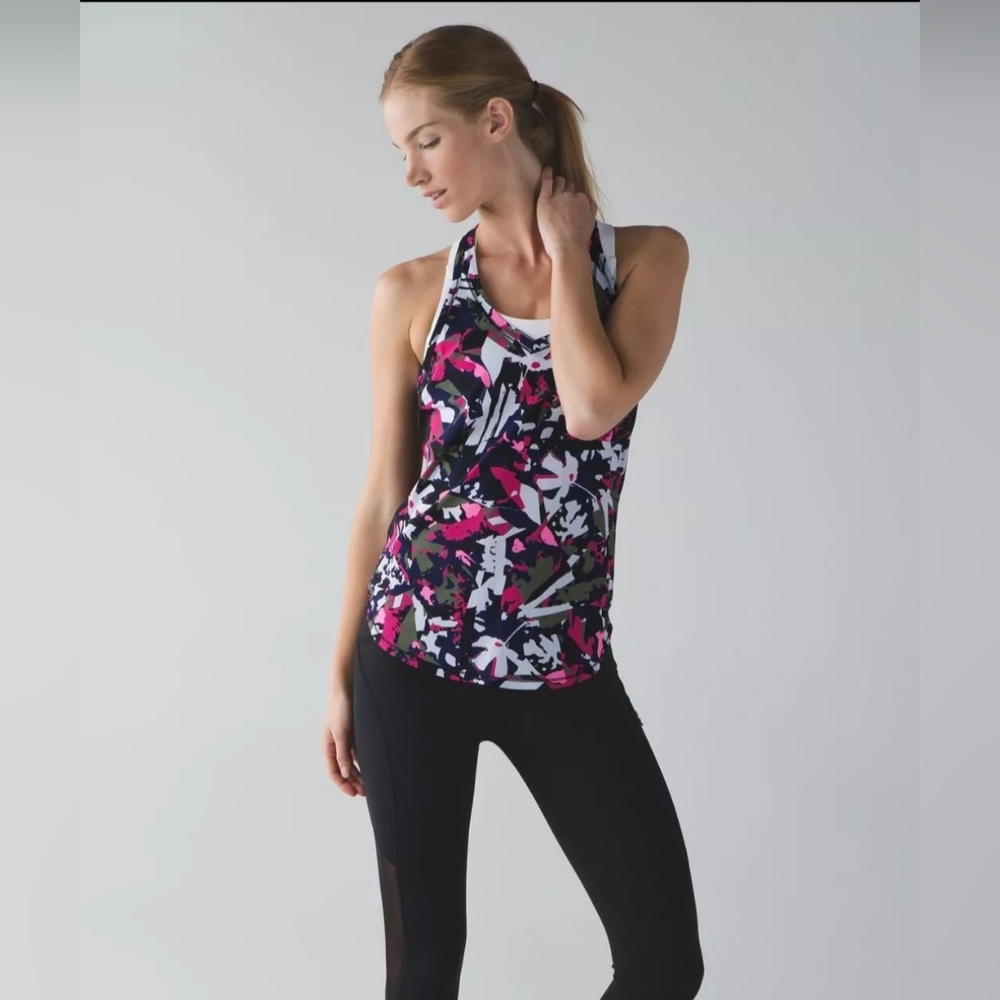 Lululemon Fast Lane Singlet Size 4 Athletic Racerback Tank Top Boom Juice Multi